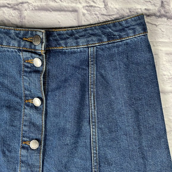 TOPSHOP MOTO DENIM A LINE BUTTON MINI SKIRT SIZE 28 - Picture 3 of 10
